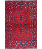 Afghan 3'0'' X 4'7'' Hand-Knotted Wool Rug 3'0'' x 4'7'' (90 X 138) / Red / Blue