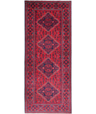 Afghan 2'8'' X 6'8'' Hand-Knotted Wool Rug 2'8'' x 6'8'' (80 X 200) / Red / Blue