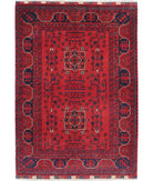 Afghan 3'4'' X 4'8'' Hand-Knotted Wool Rug 3'4'' x 4'8'' (100 X 140) / Red / Blue