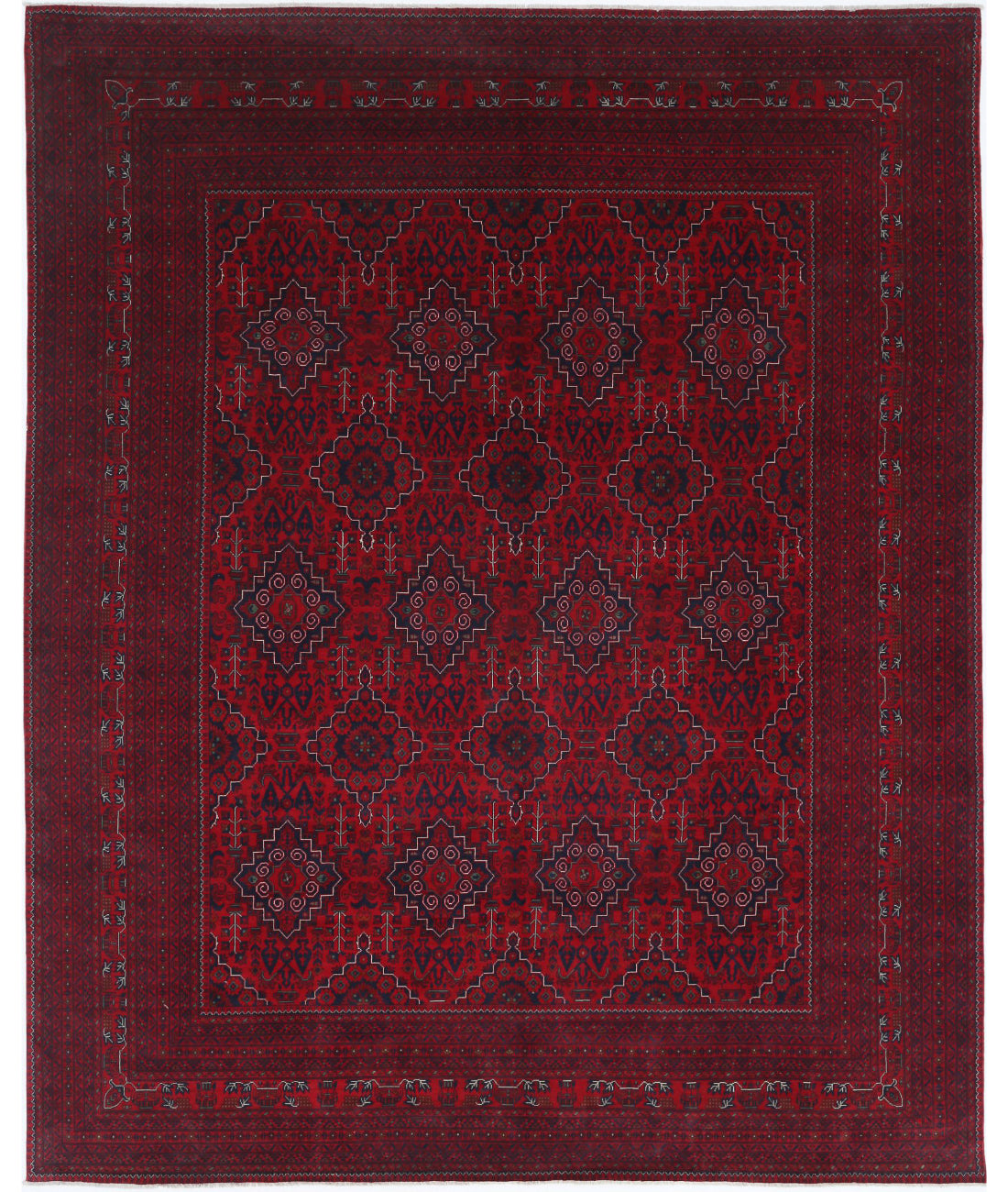 Afghan 10'0'' X 12'6'' Hand-Knotted Wool Rug 10'0'' x 12'6'' (300 X 375) / Red / Red