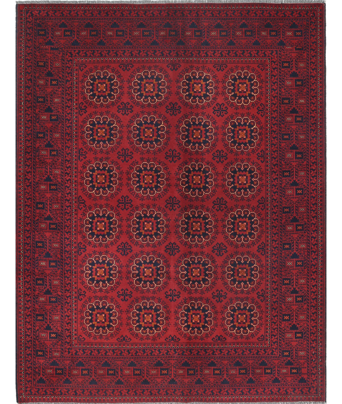 Afghan 4'10'' X 6'5'' Hand-Knotted Wool Rug 4'10'' x 6'5'' (145 X 193) / Red / Red