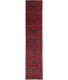 Afghan 2'5'' X 12'3'' Hand-Knotted Wool Rug 2'5'' x 12'3'' (73 X 368) / Red / Red
