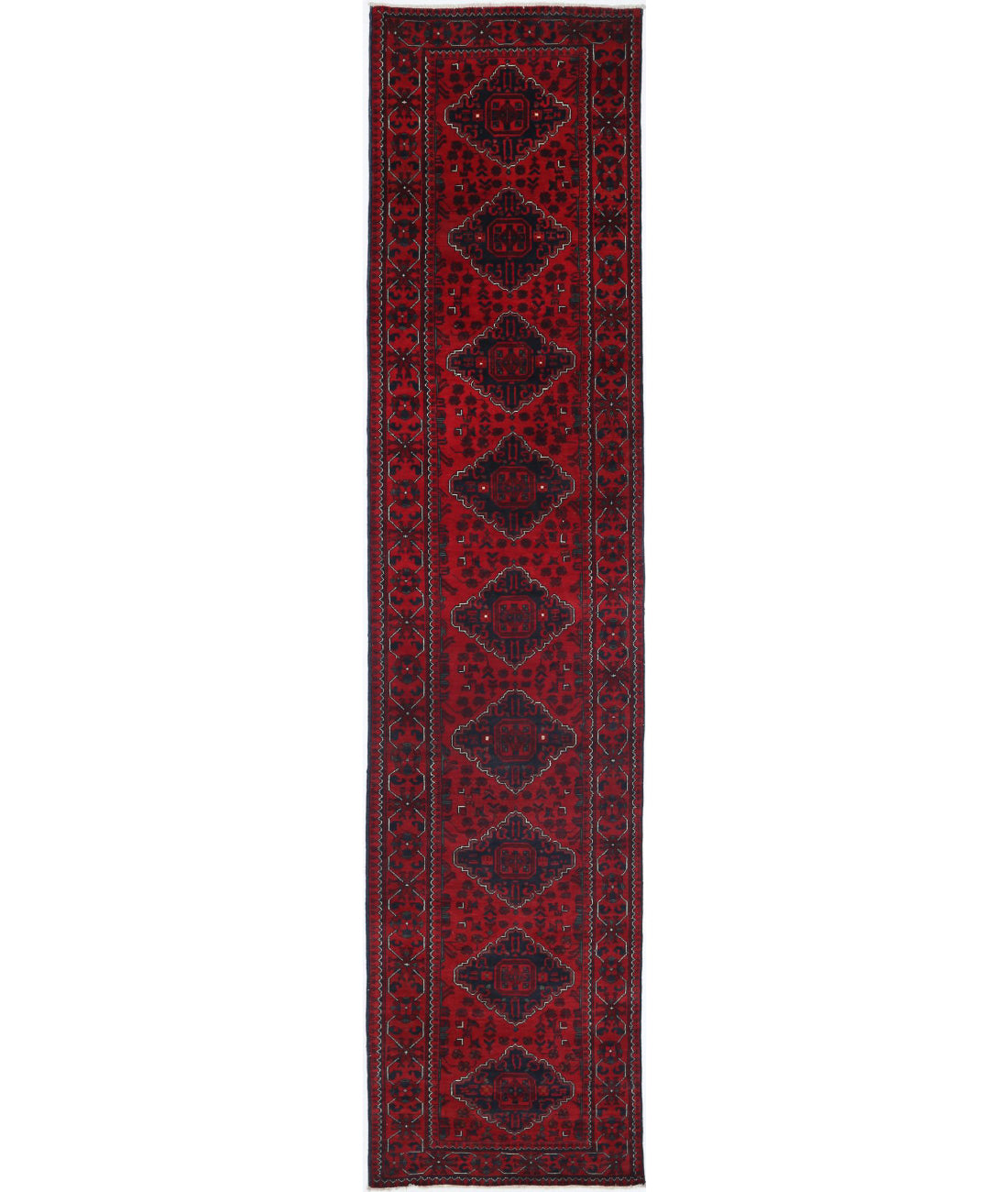 Afghan 2'6'' X 12'1'' Hand-Knotted Wool Rug 2'6'' x 12'1'' (75 X 363) / Red / N/A