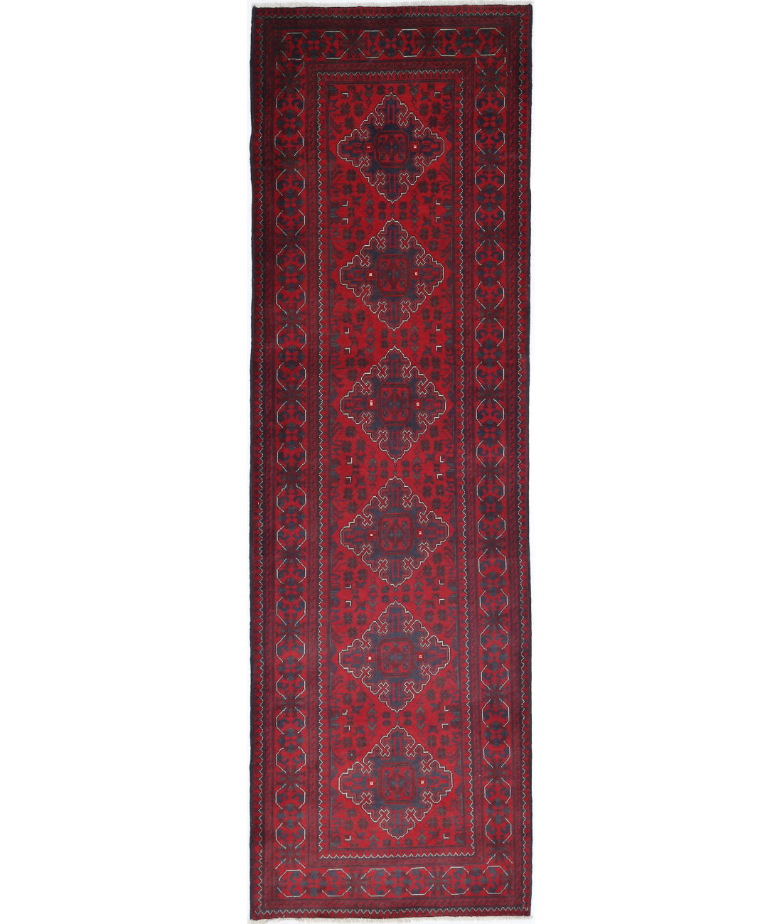Afghan 2'9'' X 9'3'' Hand-Knotted Wool Rug 2'9'' x 9'3'' (83 X 278) / Red / N/A