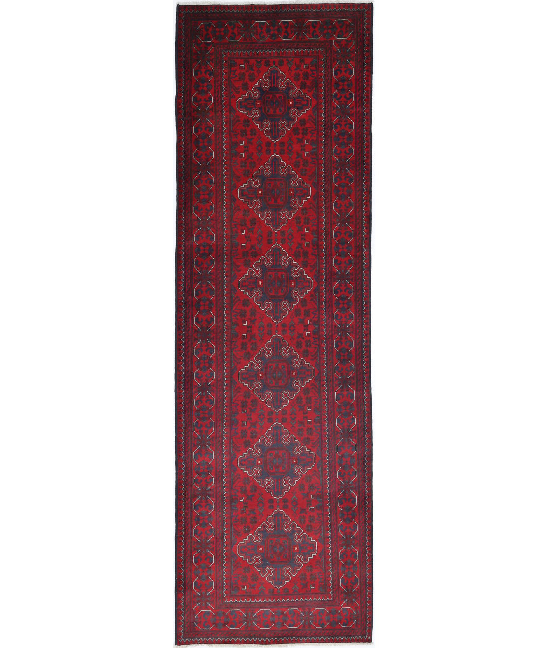 Afghan 2'9'' X 9'3'' Hand-Knotted Wool Rug 2'9'' x 9'3'' (83 X 278) / Red / N/A