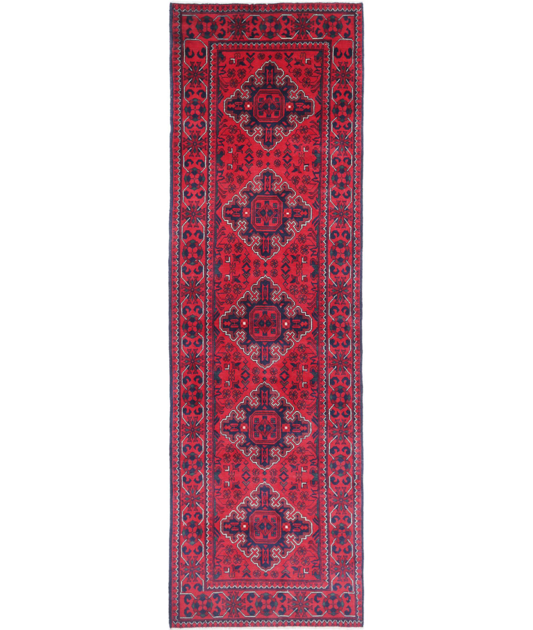 Afghan 2'7'' X 9'2'' Hand-Knotted Wool Rug 2'7'' x 9'2'' (78 X 275) / Red / N/A