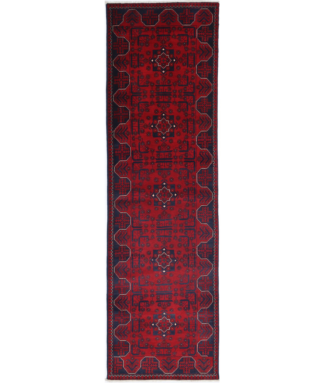 Afghan 2'6'' X 9'7'' Hand-Knotted Wool Rug 2'6'' x 9'7'' (75 X 288) / Red / N/A