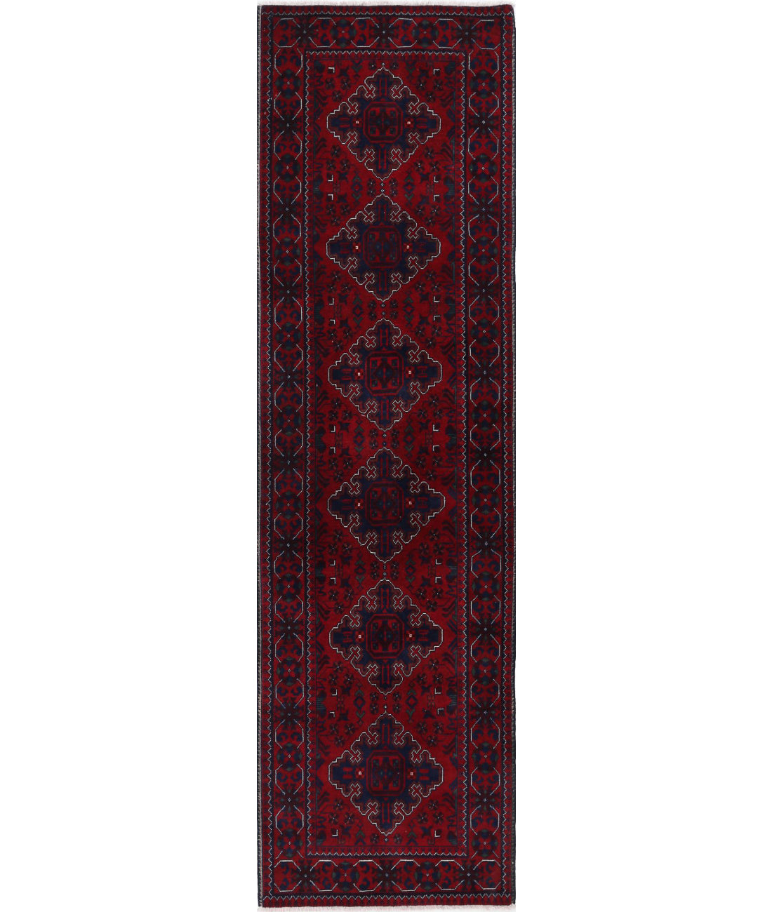 Afghan 2'7'' X 9'5'' Hand-Knotted Wool Rug 2'7'' x 9'5'' (78 X 283) / Red / N/A