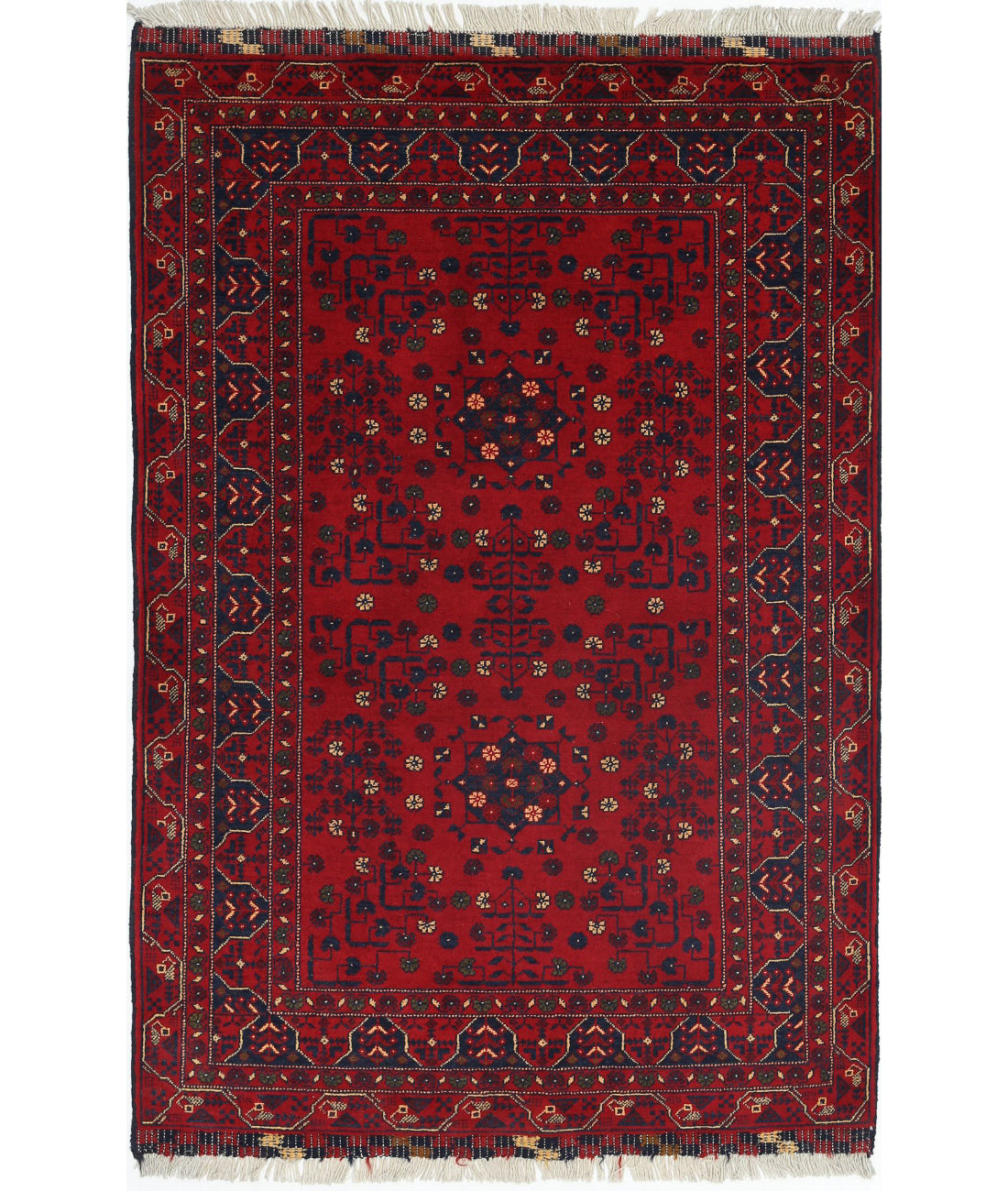 Afghan 3'3'' X 4'11'' Hand-Knotted Wool Rug 3'3'' x 4'11'' (98 X 148) / Red / N/A