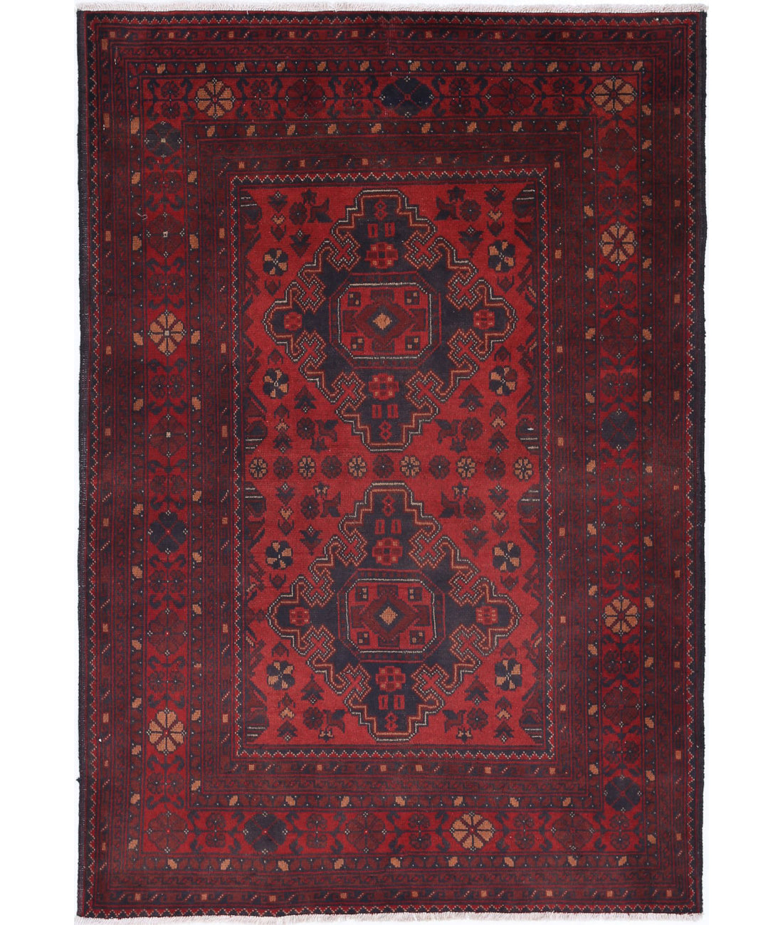 Afghan 3'3'' X 4'1'' Hand-Knotted Wool Rug 3'3'' x 4'1'' (98 X 123) / Red / N/A