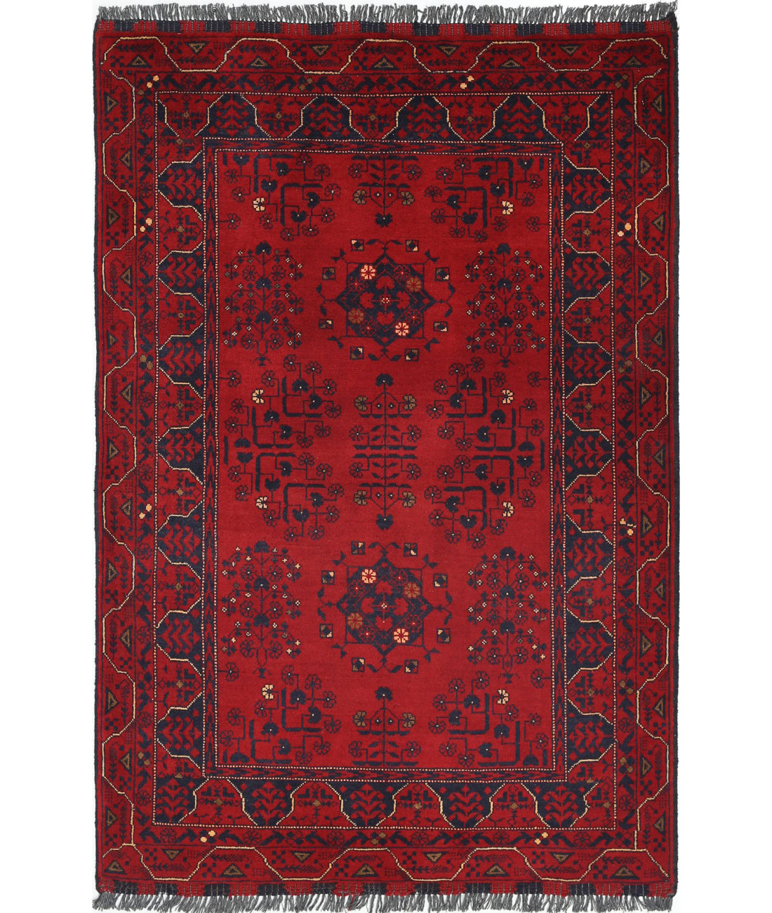 Afghan 3'3'' X 4'9'' Hand-Knotted Wool Rug 3'3'' x 4'9'' (98 X 143) / Red / N/A