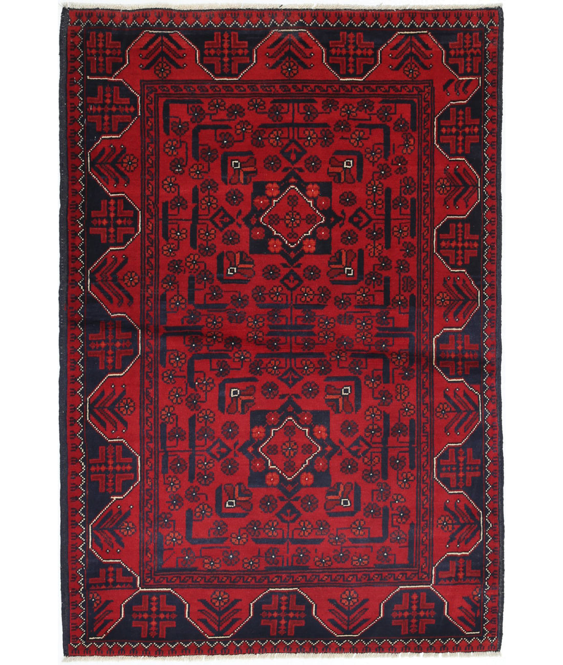 Afghan 2'7'' X 4'0'' Hand-Knotted Wool Rug 2'7'' x 4'0'' (78 X 120) / Red / N/A