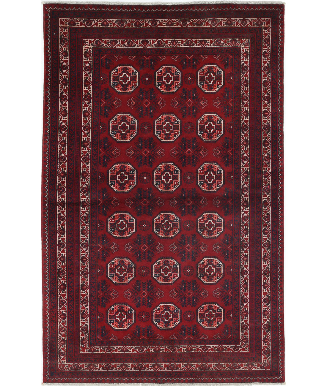 Afghan 3'2'' X 5'1'' Hand-Knotted Wool Rug 3'2'' x 5'1'' (95 X 153) / Red / N/A