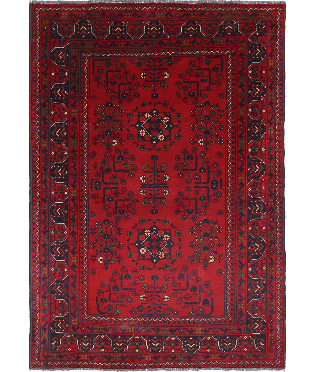 Afghan 3'2'' X 4'8'' Hand-Knotted Wool Rug 3'2'' x 4'8'' (95 X 140) / Red / N/A