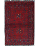 Afghan 3'3'' X 4'11'' Hand-Knotted Wool Rug 3'3'' x 4'11'' (98 X 148) / Red / N/A