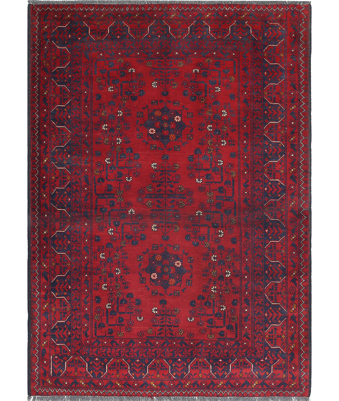 Afghan 3'3'' X 4'7'' Hand-Knotted Wool Rug 3'3'' x 4'7'' (98 X 138) / Red / N/A