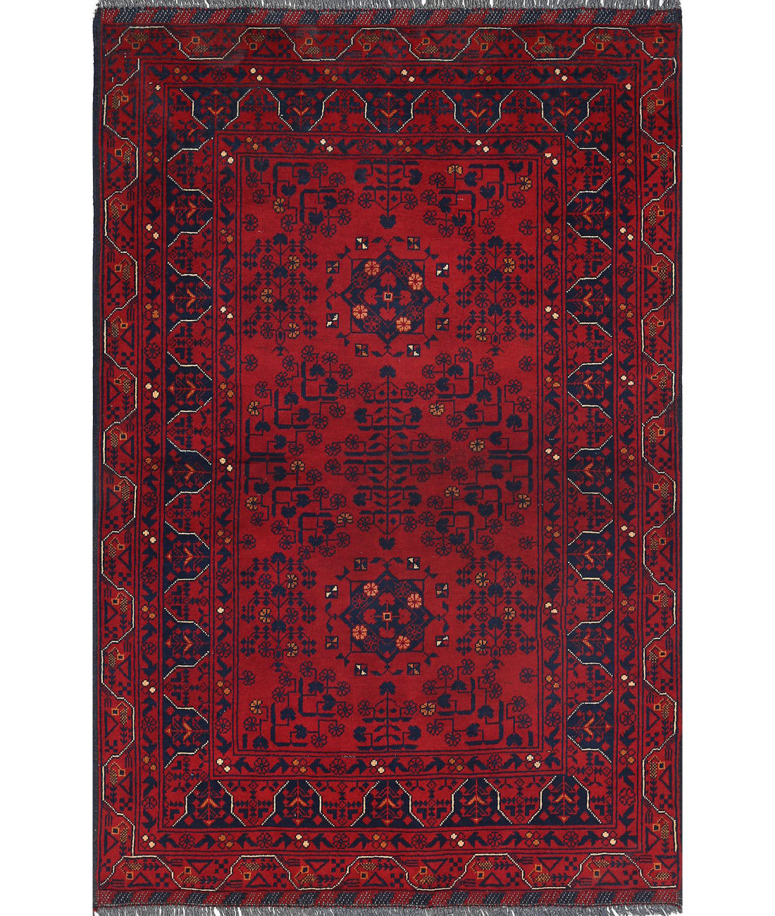 Afghan 3'2'' X 4'10'' Hand-Knotted Wool Rug 3'2'' x 4'10'' (95 X 145) / Red / N/A