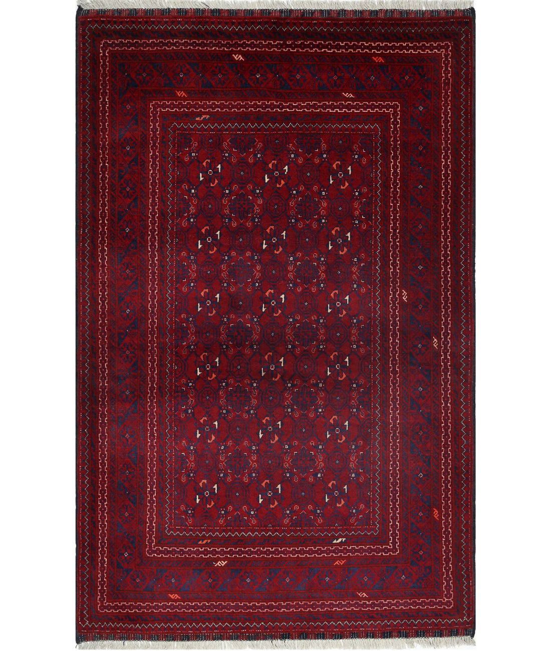 Afghan 3'8'' X 5'9'' Hand-Knotted Wool Rug 3'8'' x 5'9'' (110 X 173) / Red / N/A
