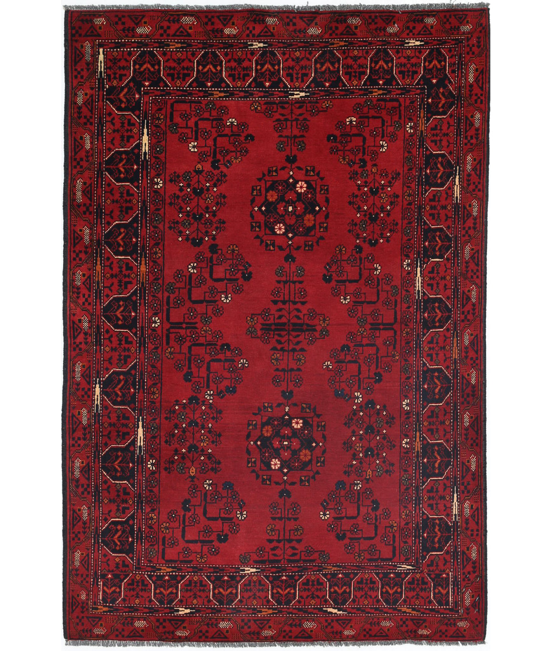 Afghan 3'2'' X 4'9'' Hand-Knotted Wool Rug 3'2'' x 4'9'' (95 X 143) / Red / N/A