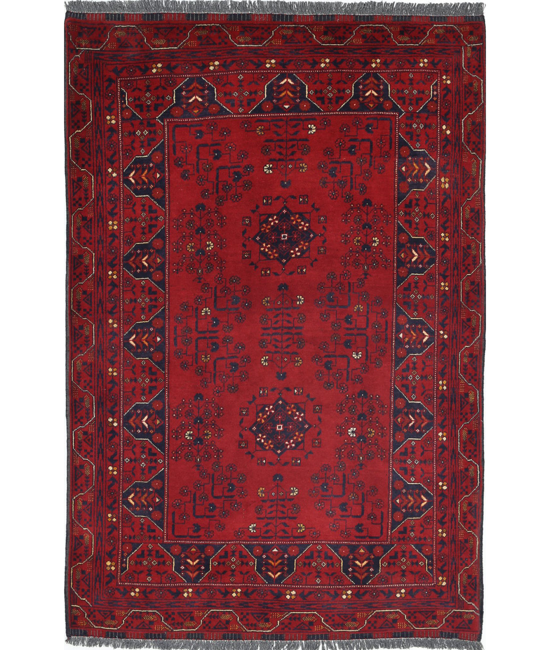 Afghan 3'3'' X 4'11'' Hand-Knotted Wool Rug 3'3'' x 4'11'' (98 X 148) / Red / N/A
