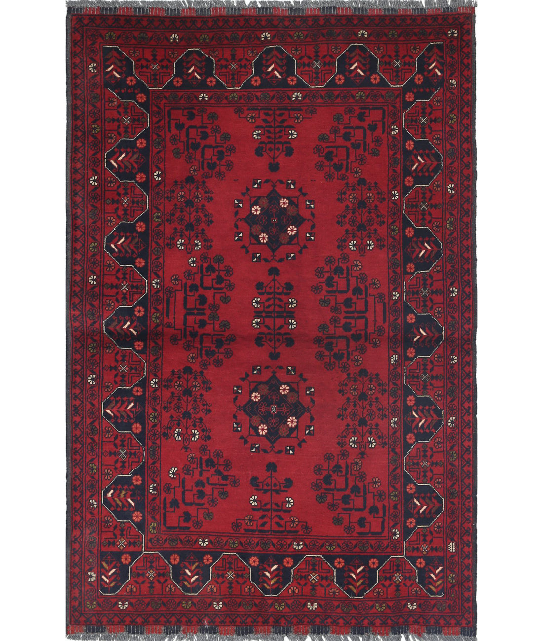 Afghan 3'3'' X 5'0'' Hand-Knotted Wool Rug 3'3'' x 5'0'' (98 X 150) / Red / N/A