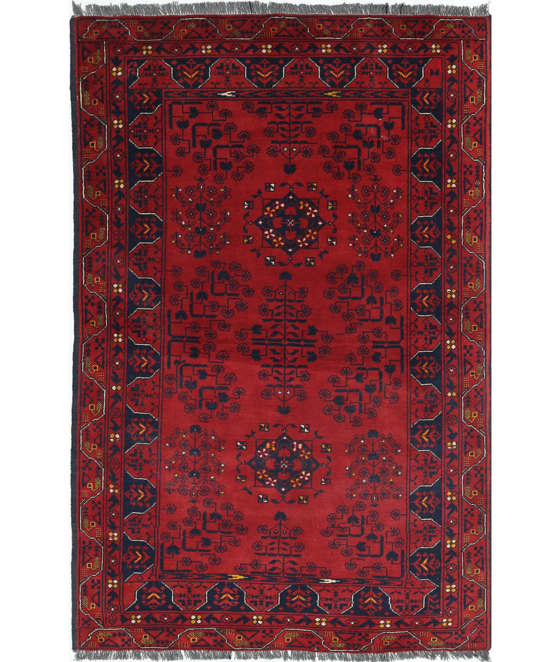 Afghan 3'1'' X 5'0'' Hand-Knotted Wool Rug 3'1'' x 5'0'' (93 X 150) / Red / N/A