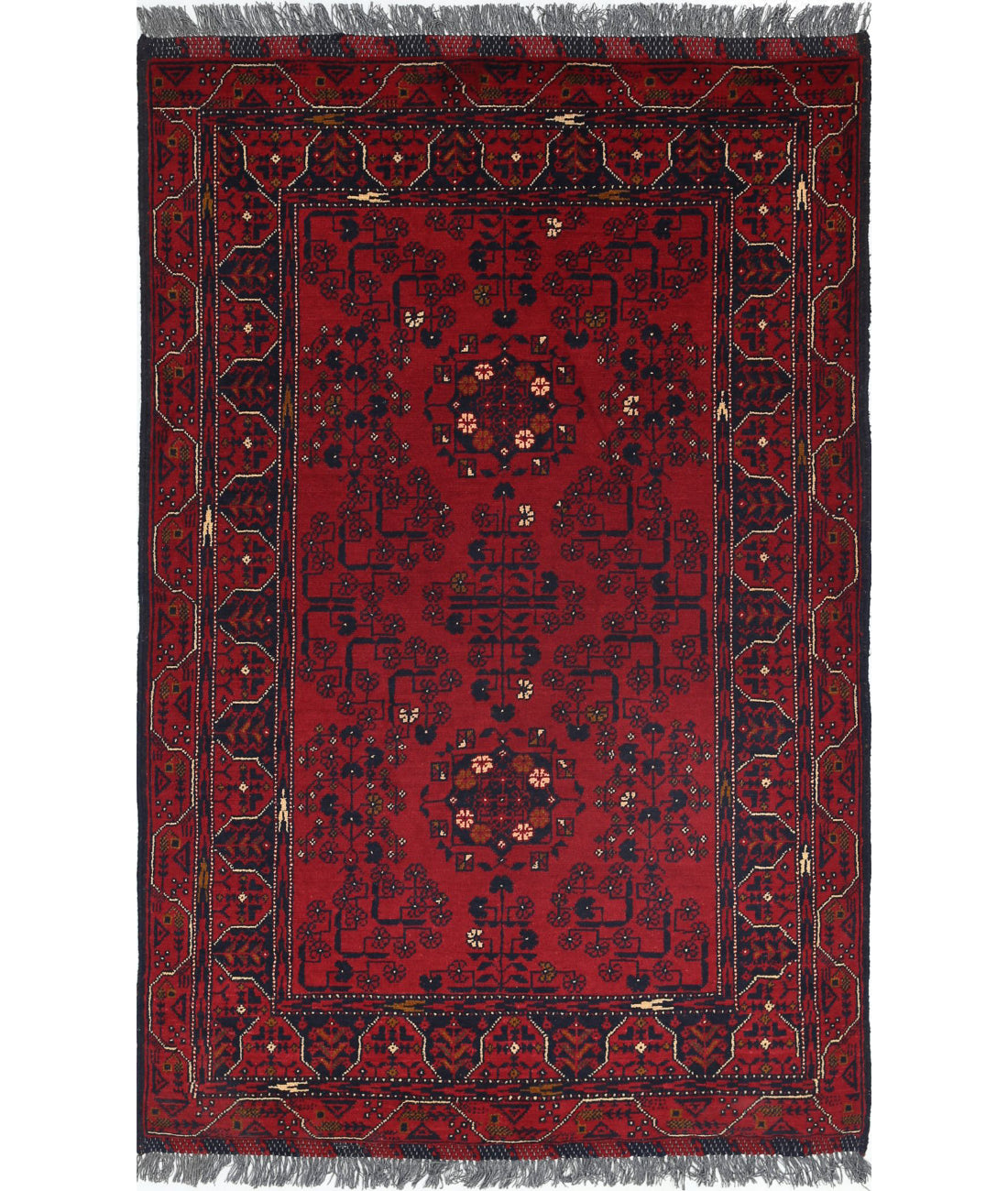 Afghan 3'0'' X 4'10'' Hand-Knotted Wool Rug 3'0'' x 4'10'' (90 X 145) / Red / N/A