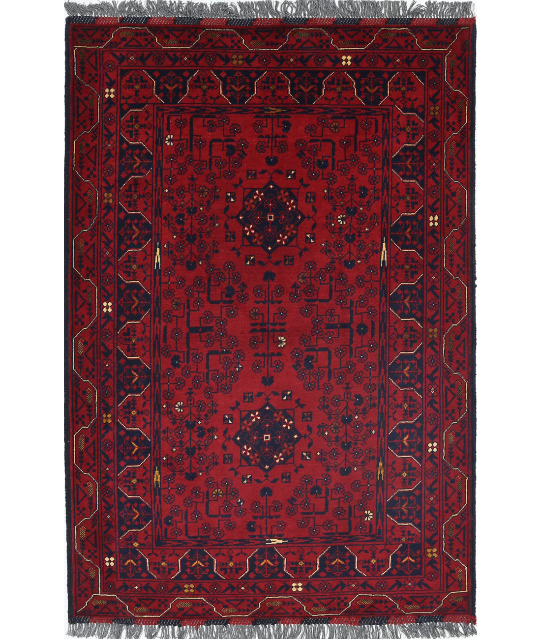 Afghan 3'0'' X 4'10'' Hand-Knotted Wool Rug 3'0'' x 4'10'' (90 X 145) / Red / N/A