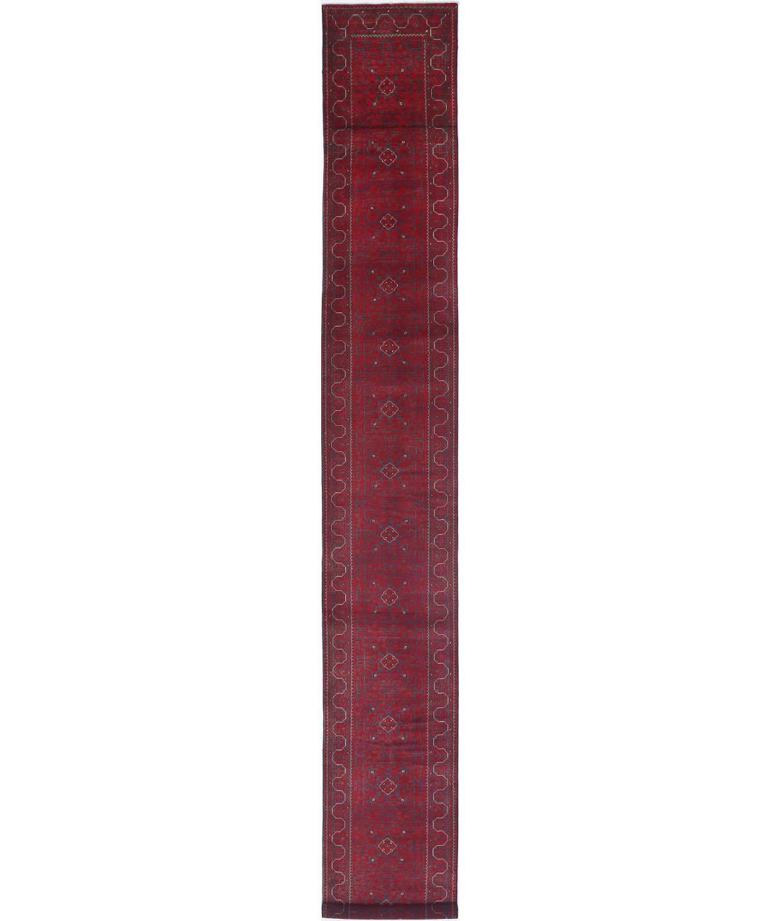 Afghan 2'8'' X 22'7'' Hand-Knotted Wool Rug 2'8'' x 22'7'' (80 X 678) / Red / N/A