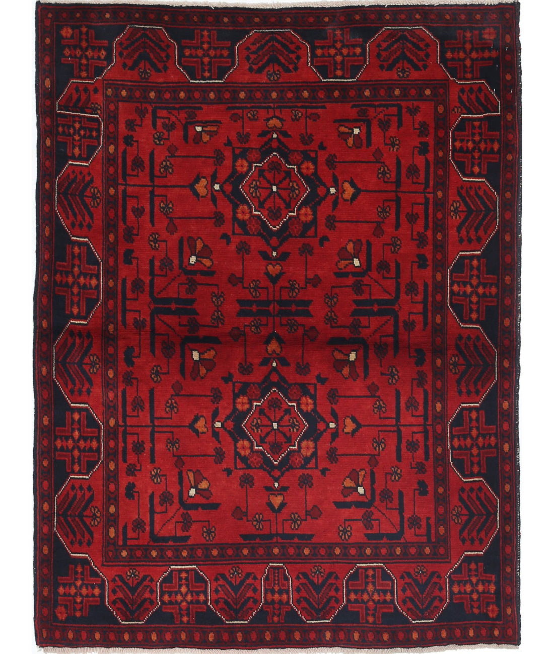 Afghan 2'9'' X 3'8'' Hand-Knotted Wool Rug 2'9'' x 3'8'' (83 X 110) / Red / N/A