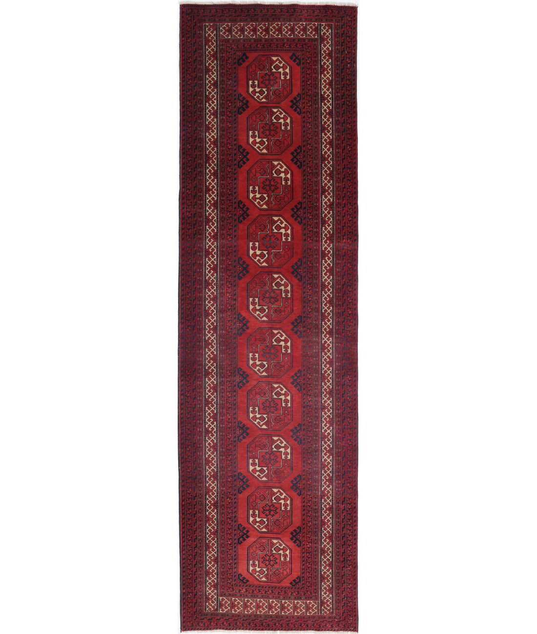 Afghan 2'7'' X 9'4'' Hand-Knotted Wool Rug 2'7'' x 9'4'' (78 X 280) / Red / N/A