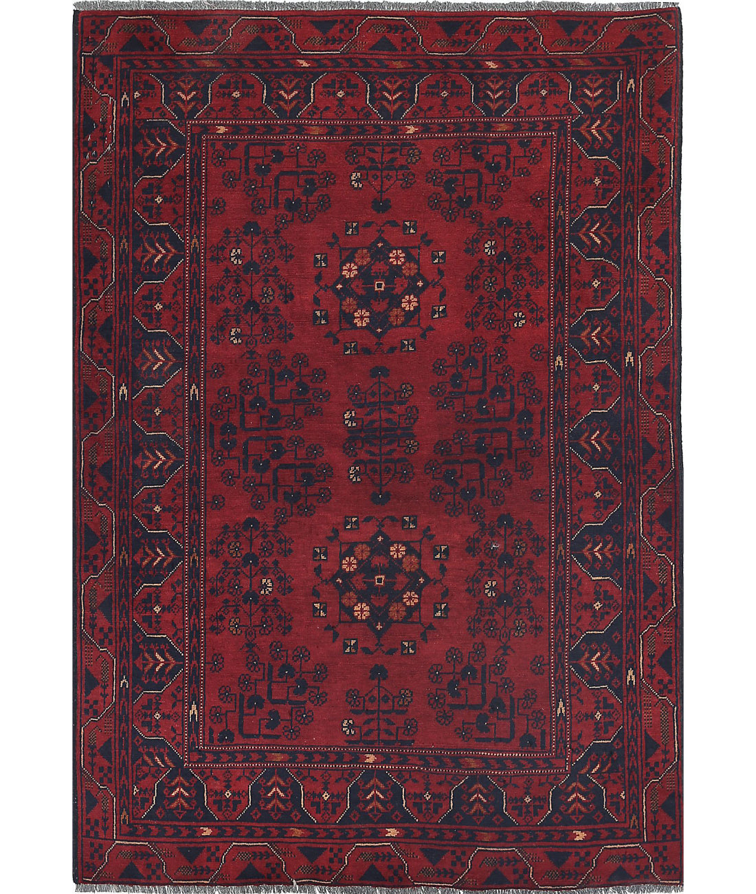 Afghan 3'3'' X 4'7'' Hand-Knotted Wool Rug 3'3'' x 4'7'' (98 X 138) / Red / N/A