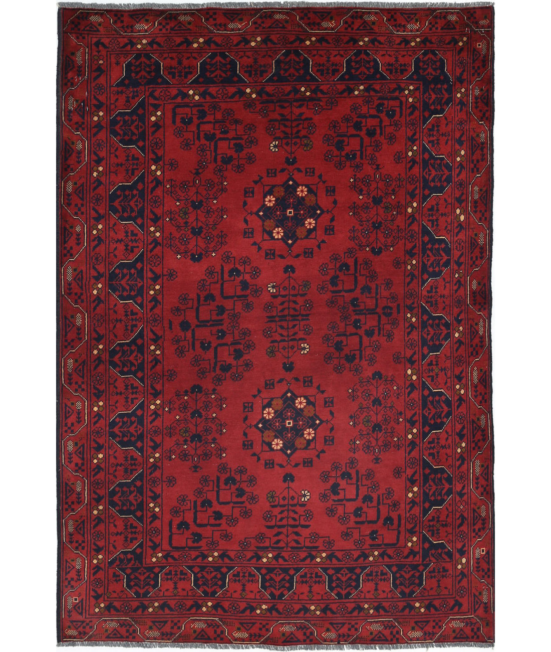 Afghan 3'3'' X 4'9'' Hand-Knotted Wool Rug 3'3'' x 4'9'' (98 X 143) / Red / N/A