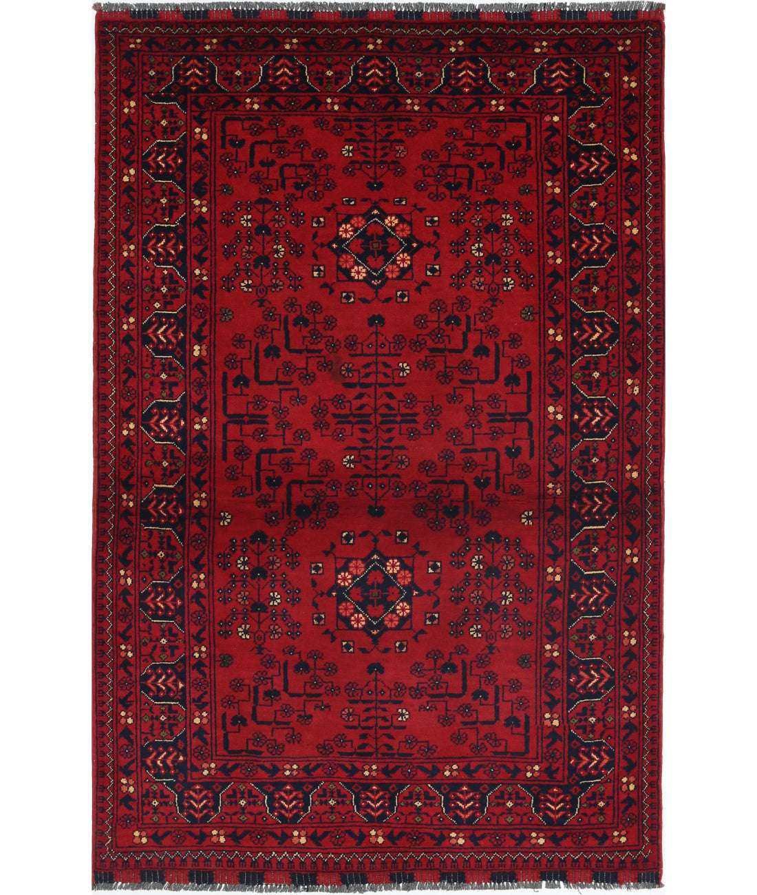Afghan 3'2'' X 4'11'' Hand-Knotted Wool Rug 3'2'' x 4'11'' (95 X 148) / Red / N/A