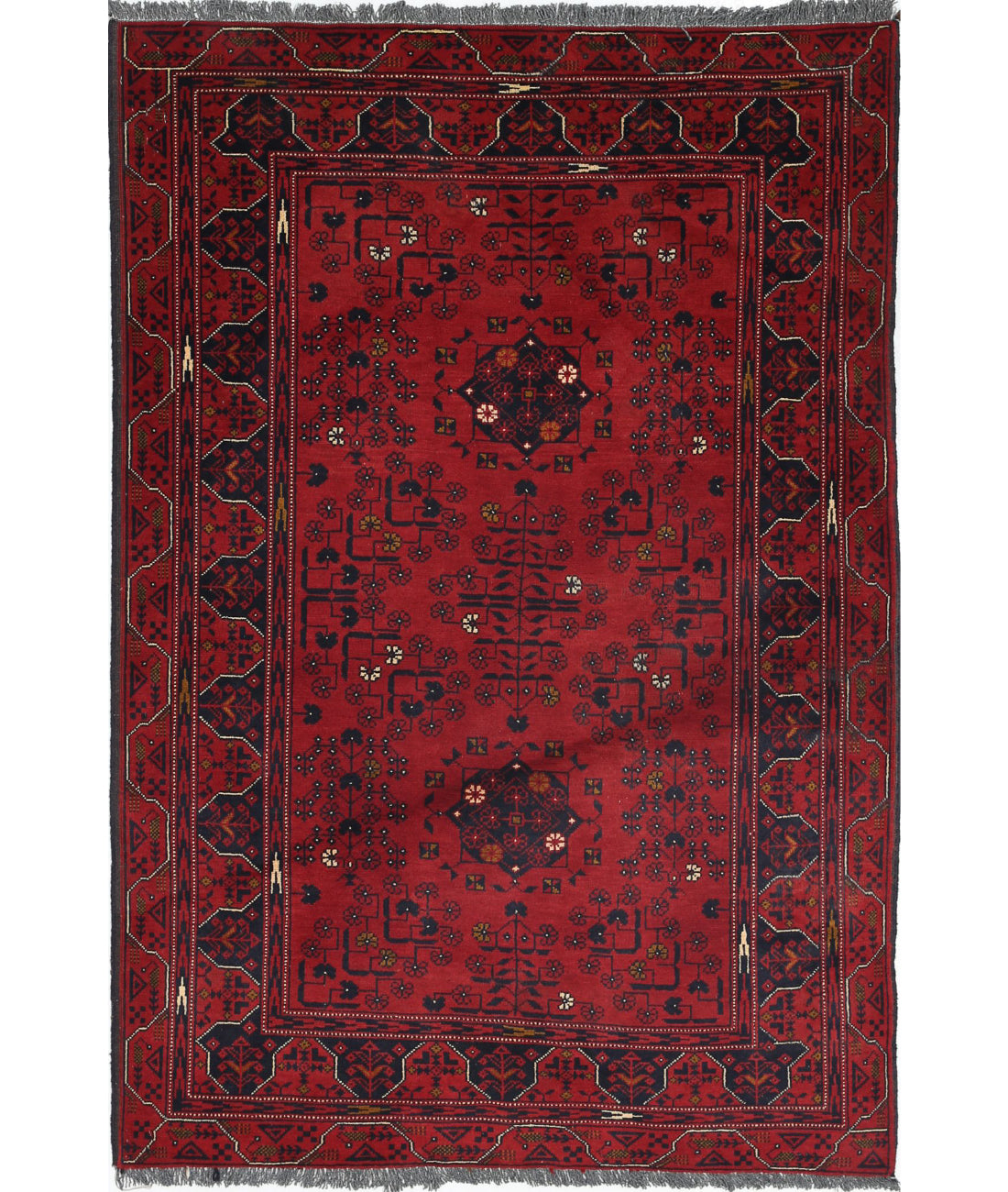 Afghan 3'0'' X 4'8'' Hand-Knotted Wool Rug 3'0'' x 4'8'' (90 X 140) / Red / N/A