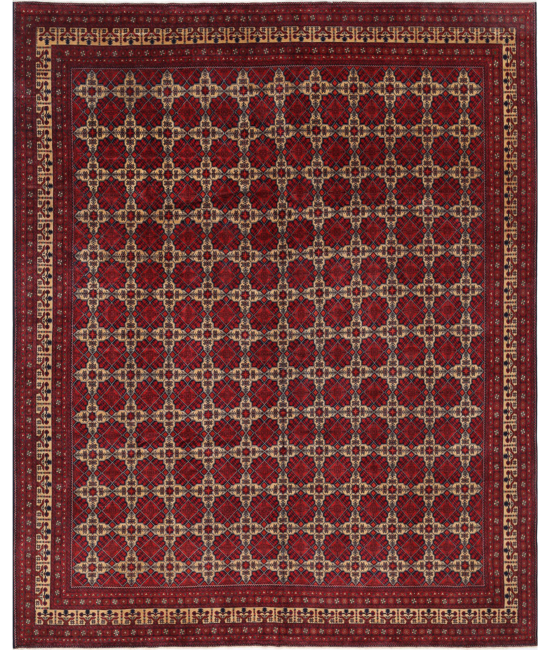 Afghan 13'1'' X 15'9'' Hand-Knotted Wool Rug 13'1'' x 15'9'' (393 X 473) / Red / N/A