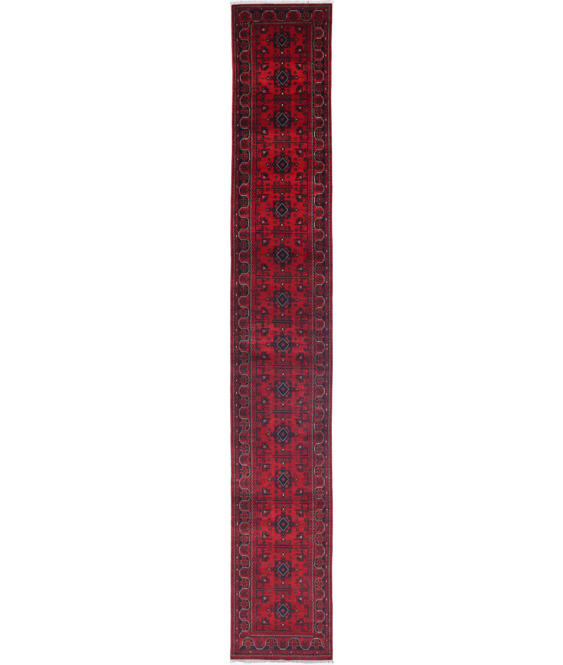 Afghan 2'7'' X 18'11'' Hand-Knotted Wool Rug 2'7'' x 18'11'' (78 X 568) / Red / N/A
