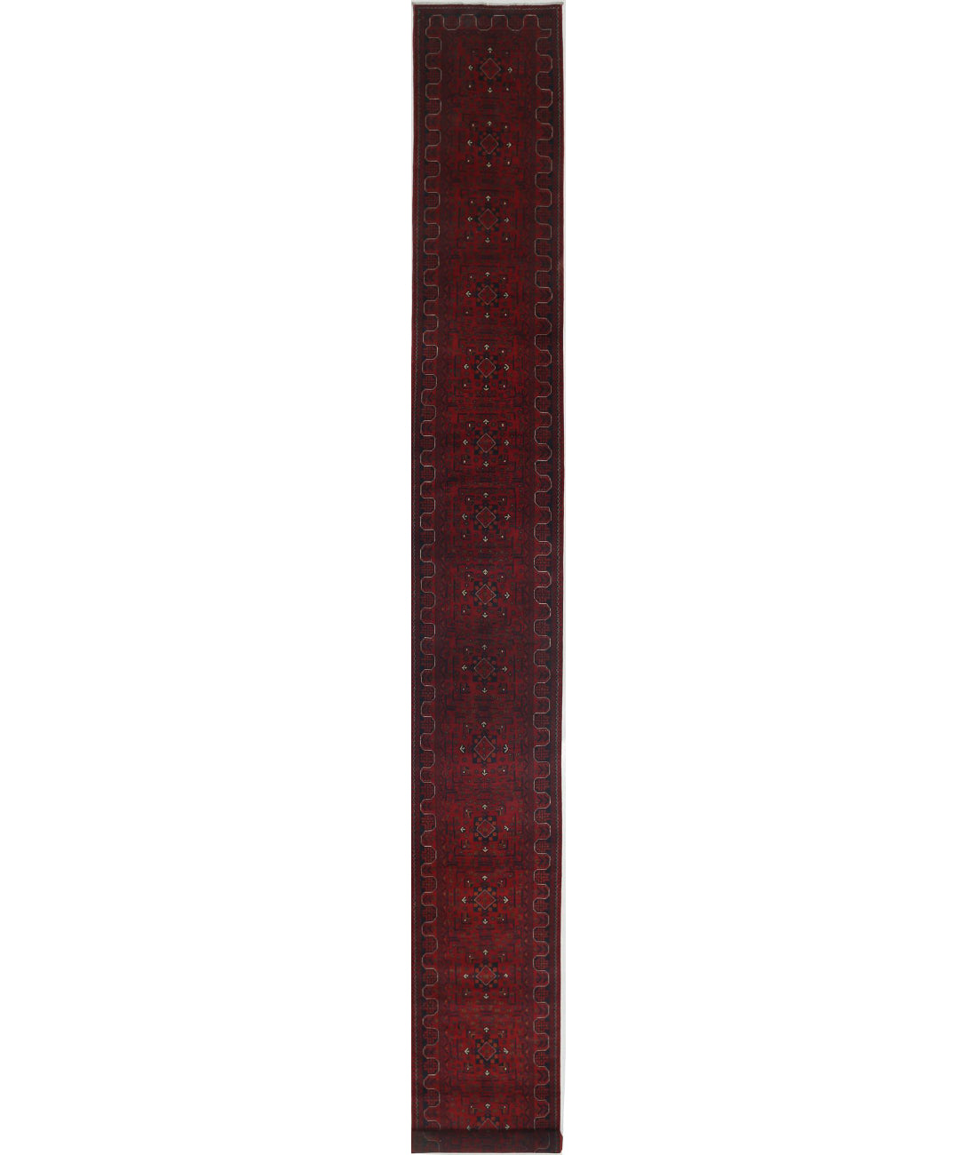 Afghan 2'8'' X 25'4'' Hand-Knotted Wool Rug 2'8'' x 25'4'' (80 X 760) / Red / N/A