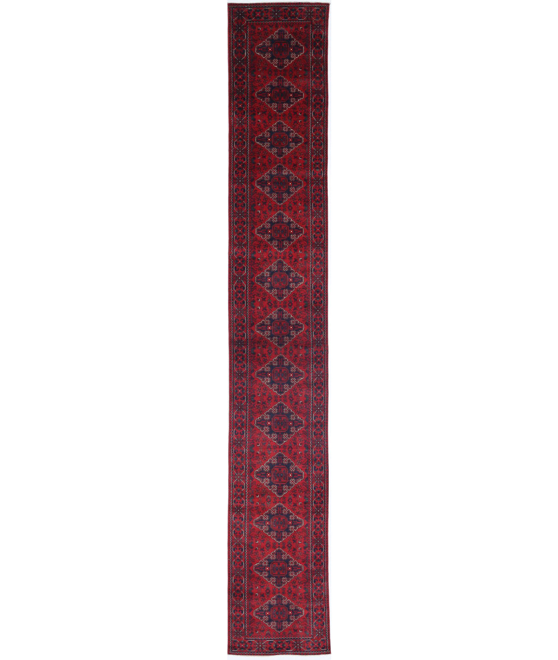 Afghan 2'6'' X 18'9'' Hand-Knotted Wool Rug 2'6'' x 18'9'' (75 X 563) / Red / N/A