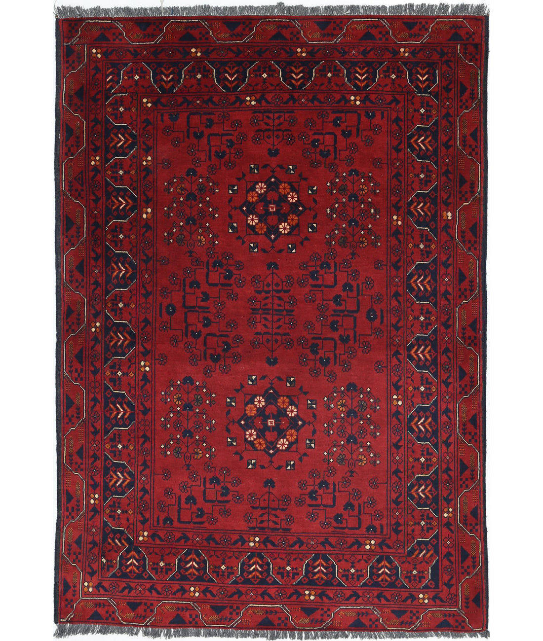 Afghan 3'4'' X 4'10'' Hand-Knotted Wool Rug 3'4'' x 4'10'' (100 X 145) / Red / N/A