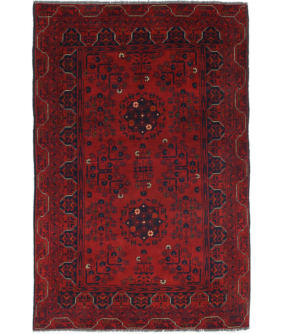 Afghan 3'2'' X 4'9'' Hand-Knotted Wool Rug 3'2'' x 4'9'' (95 X 143) / Red / N/A
