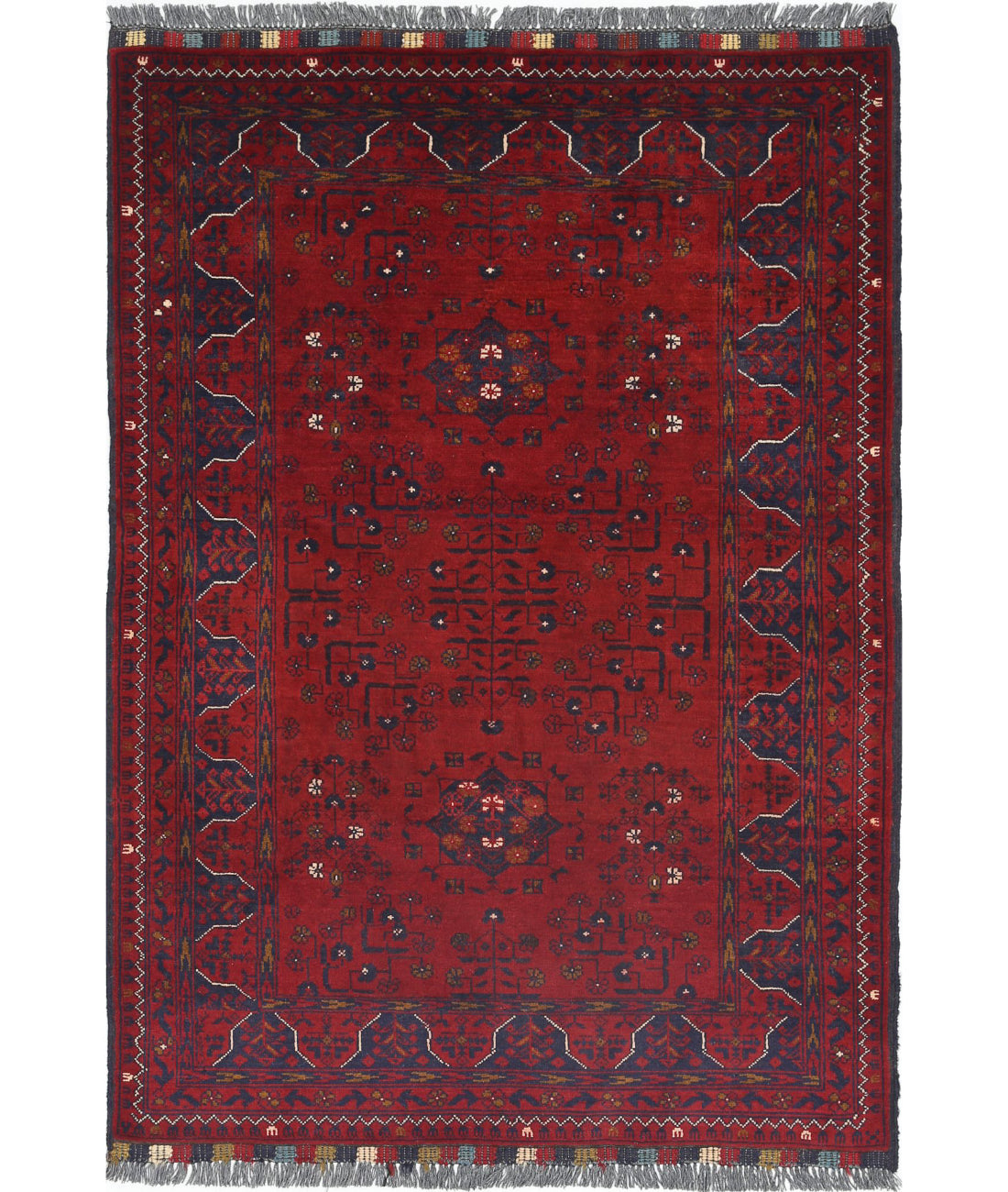 Afghan 3'3'' X 4'8'' Hand-Knotted Wool Rug 3'3'' x 4'8'' (98 X 140) / Red / N/A