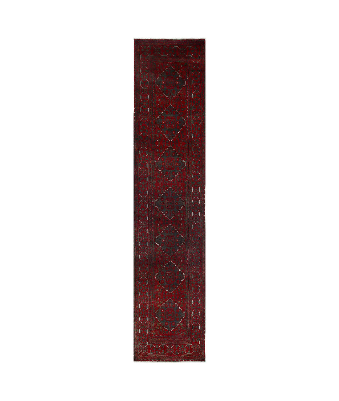 Afghan 2'8'' X 12'5'' Hand-Knotted Wool Rug 2'8'' x 12'5'' (80 X 373) / Red / N/A