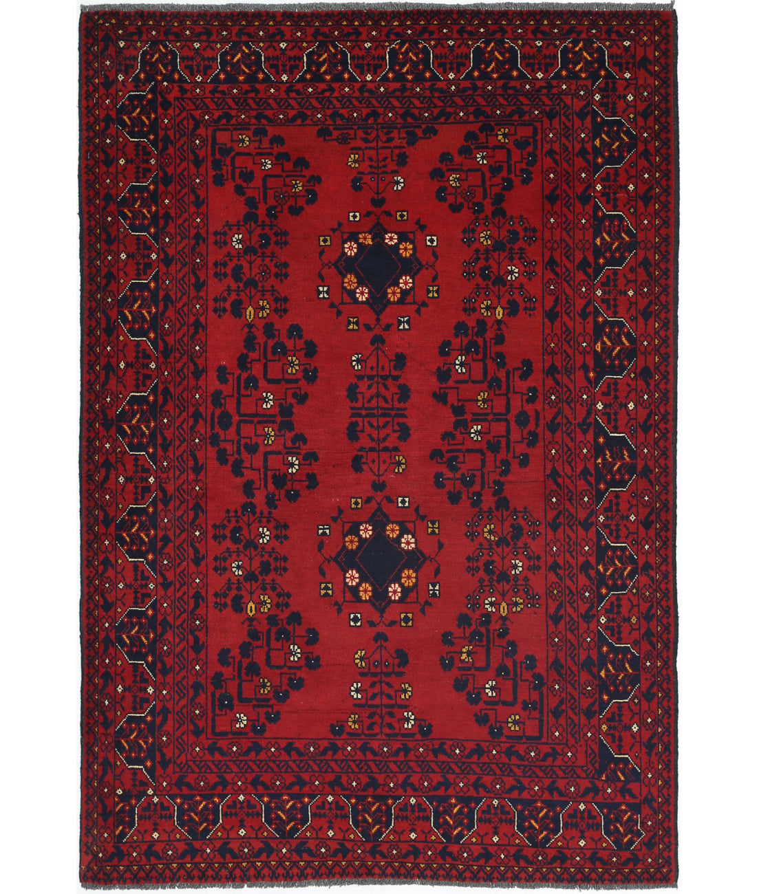 Afghan 3'2'' X 4'10'' Hand-Knotted Wool Rug 3'2'' x 4'10'' (95 X 145) / Red / N/A