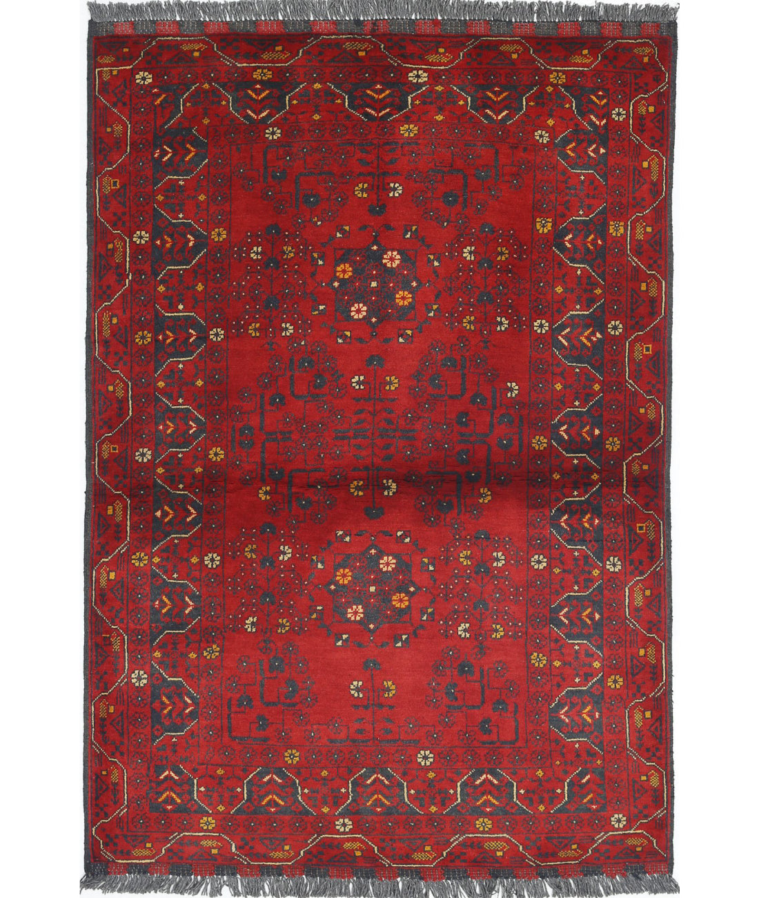 Afghan 3'2'' X 4'1'' Hand-Knotted Wool Rug 3'2'' x 4'1'' (95 X 123) / Red / N/A