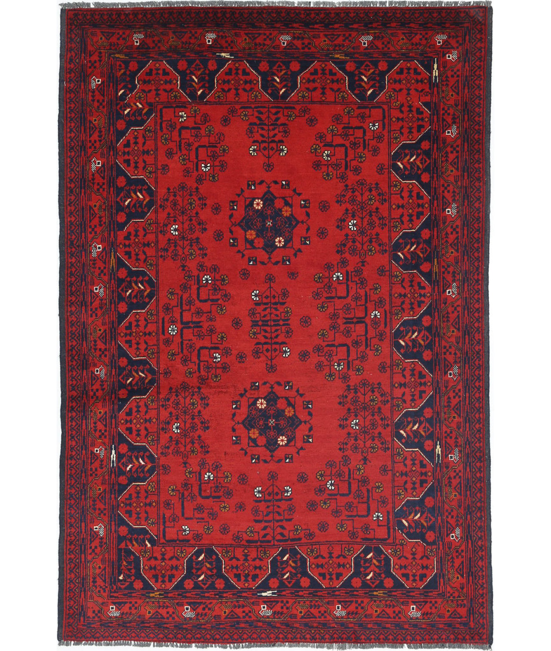 Afghan 3'3'' X 4'1'' Hand-Knotted Wool Rug 3'3'' x 4'1'' (98 X 123) / Red / N/A