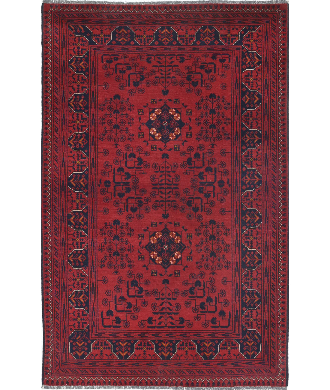 Afghan 3'2'' X 5'1'' Hand-Knotted Wool Rug 3'2'' x 5'1'' (95 X 153) / Red / N/A