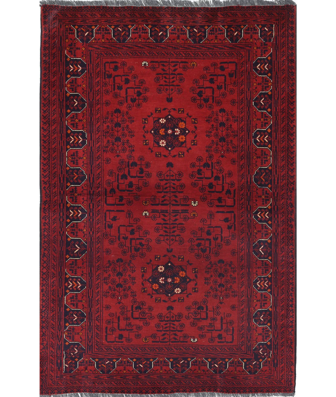 Afghan 3'2'' X 4'11'' Hand-Knotted Wool Rug 3'2'' x 4'11'' (95 X 148) / Red / N/A