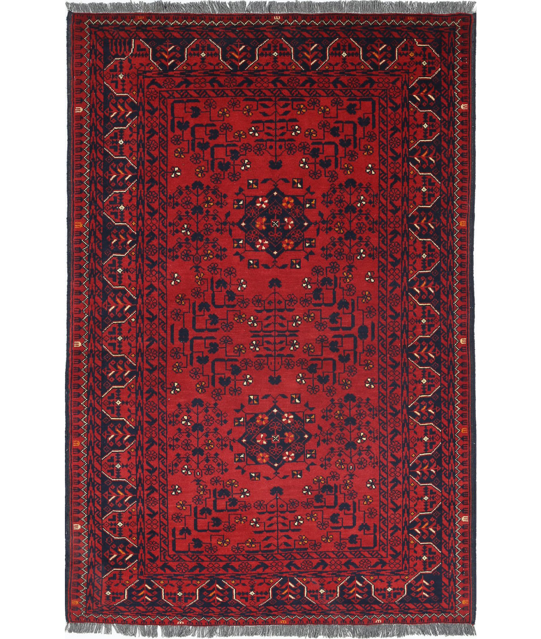 Afghan 3'3'' X 4'11'' Hand-Knotted Wool Rug 3'3'' x 4'11'' (98 X 148) / Red / N/A