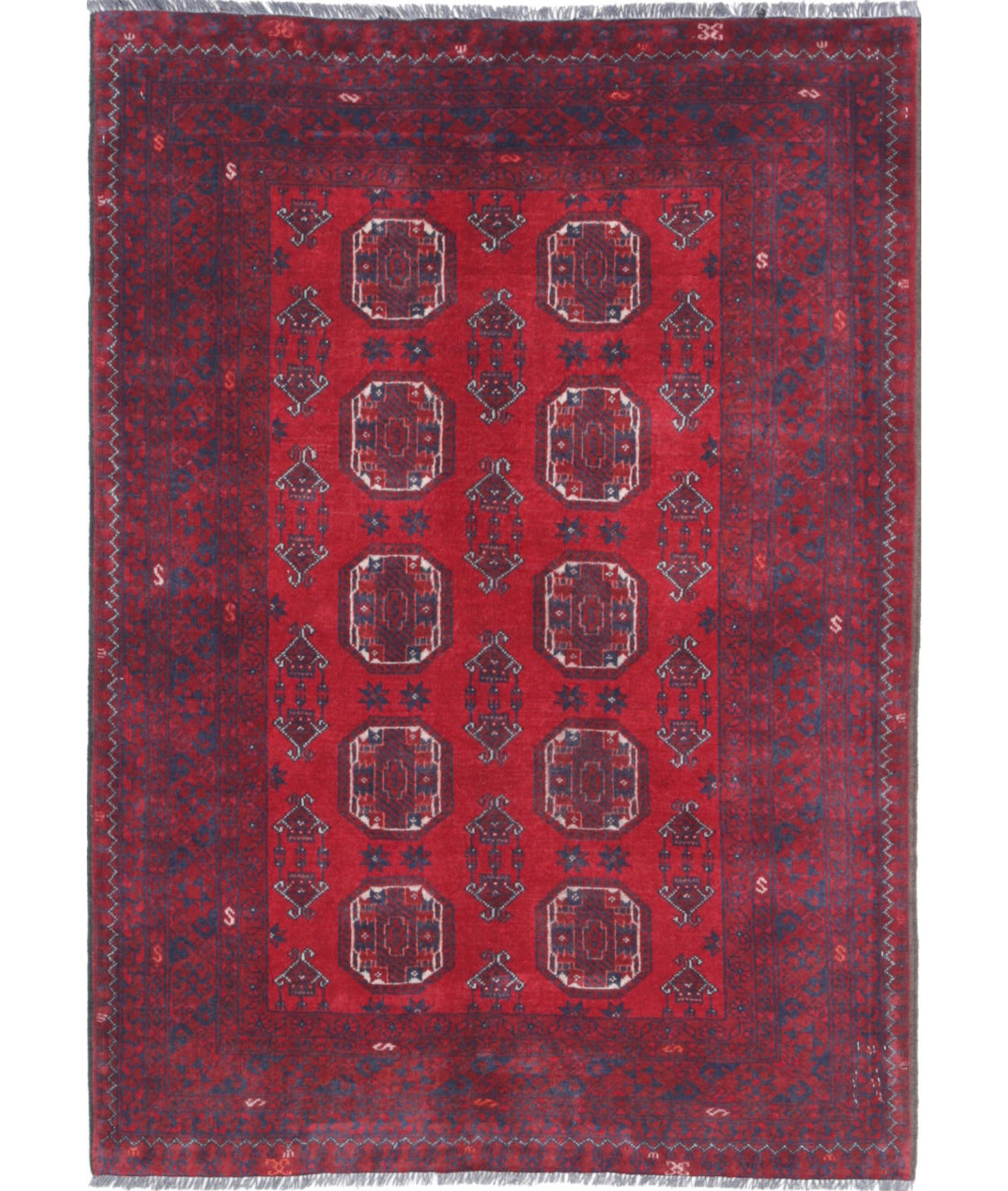 Afghan 3'0'' X 4'2'' Hand-Knotted Wool Rug 3'0'' x 4'2'' (90 X 125) / Red / N/A